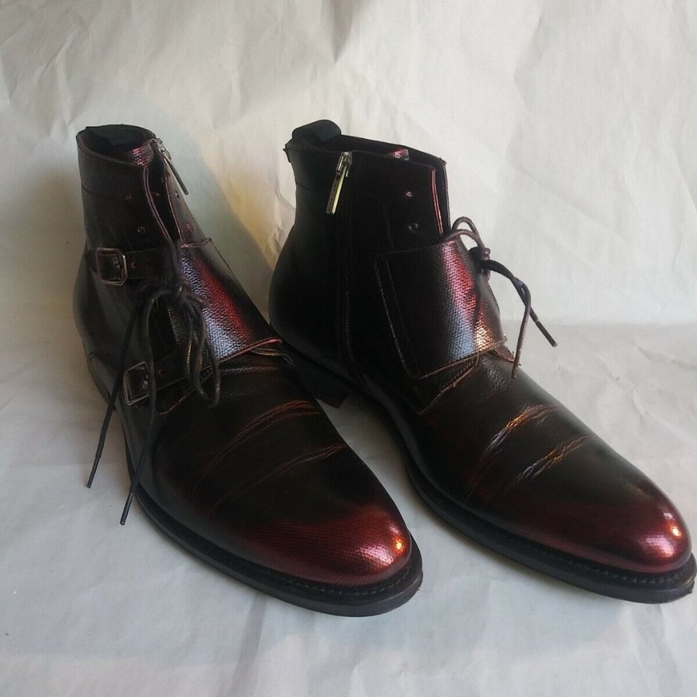 Mezlan Rose Leather Double Monk Strap Buckle Ankle Boots Shoes Size 9 Spain.